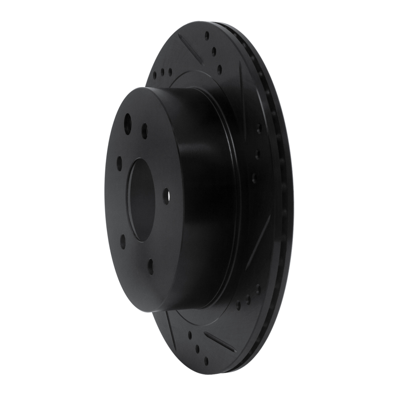 Infiniti G35 Brake Rotor (1) - Rear Right - R1 Concepts - Drilled & Slotted - Black - `02-`25